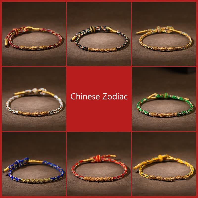 Bracelet en corde tressée fait main avec Buddha Stones du zodiaque chinois, porte-bonheur et force. - image 1