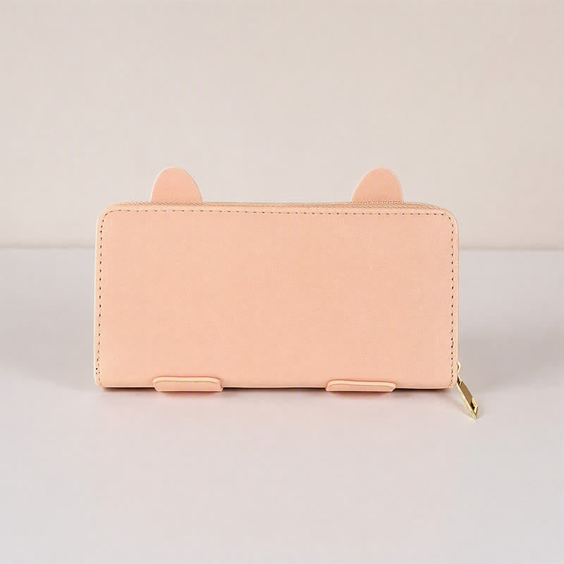 Buddha Stones Sac à main long zippé en cuir PU avec motif chaton mignon - image 6