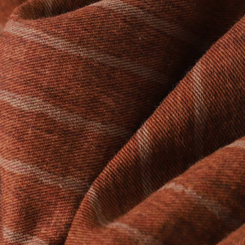 Buddha Stones Veste rayée vintage décontractée d'automne pour femme, à boutons et poches - image 10