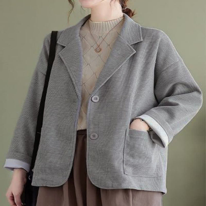 Buddha Stones Veste d'automne vintage simple à boutons pour femme, unie, avec poches - image 16