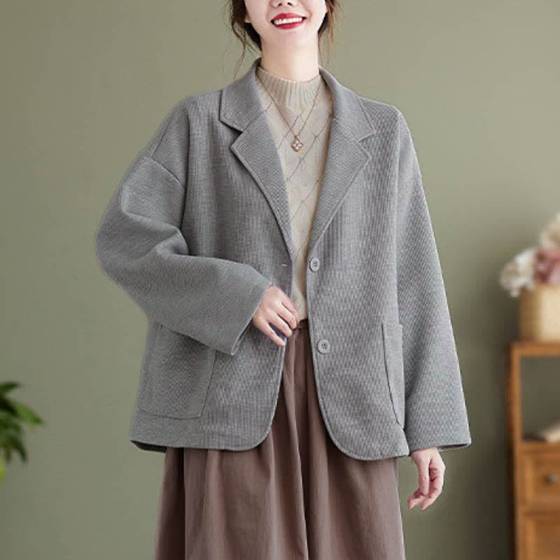 Buddha Stones Veste d'automne vintage simple à boutons pour femme, unie, avec poches - image 14