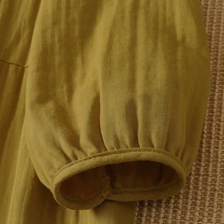 Buddha Stones Robe longue bohème vintage d'automne, unie, col en V, manches longues et poches - image 10