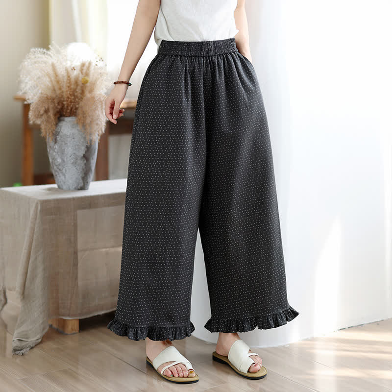 Buddha Stones Pantalon court fleuri décontracté printemps-été pour femme, coupe droite, avec poches - Gris sombre - US8-10, UK/AU12-14, EU40-42 (2XL) - image 0