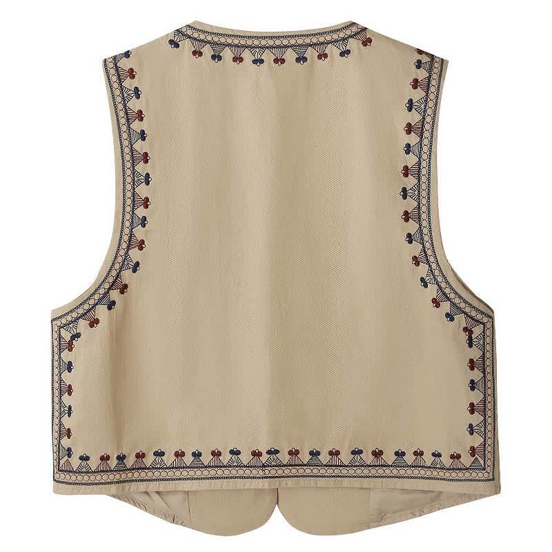 Buddha Stones Débardeur d'été bohème vintage à broderie géométrique sans manches pour femmes - image 1