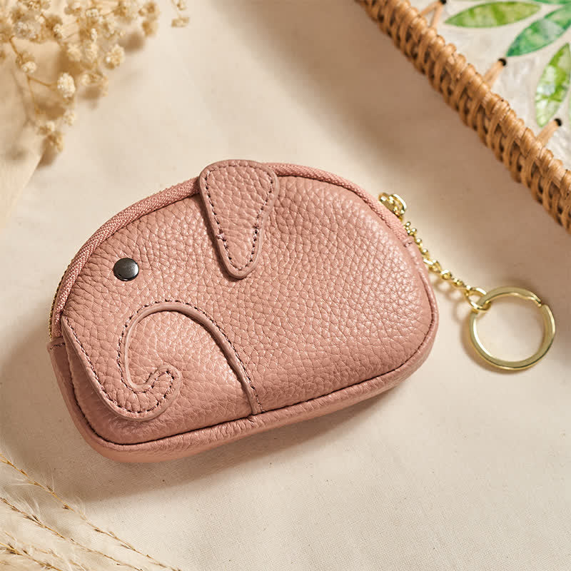 Buddha Stones Mini sac à main zippé en cuir PU avec message « Sagesse d'éléphant » - Rose clair (Environ 12,5 cm × 2 cm × 8,5 cm) - image 0