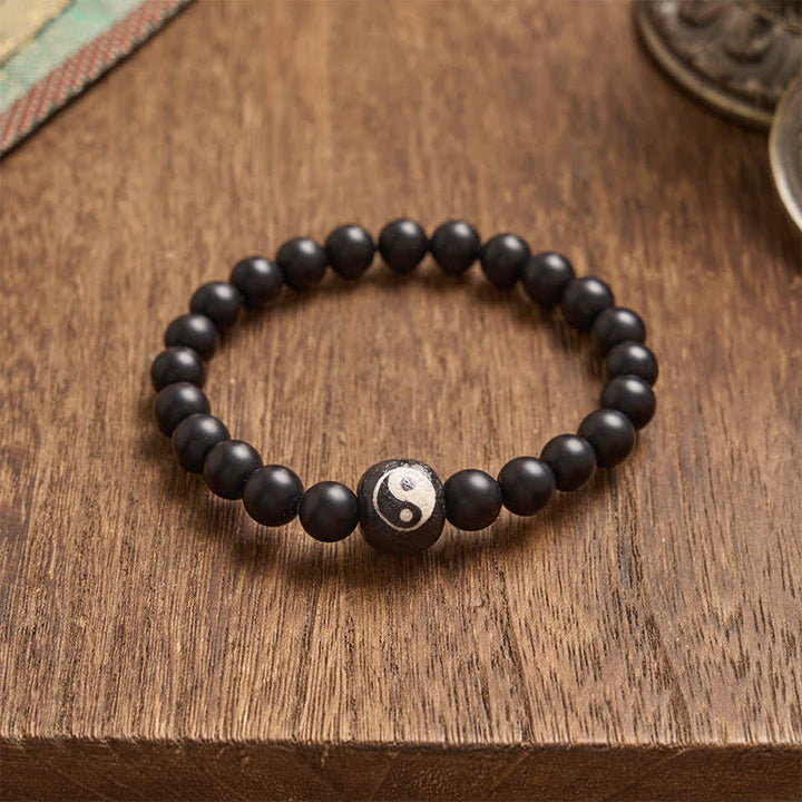 Buddha Stones Bracelet rond Yin Yang en onyx noir et turquoise blanche, orné de perles rondes. - image 19