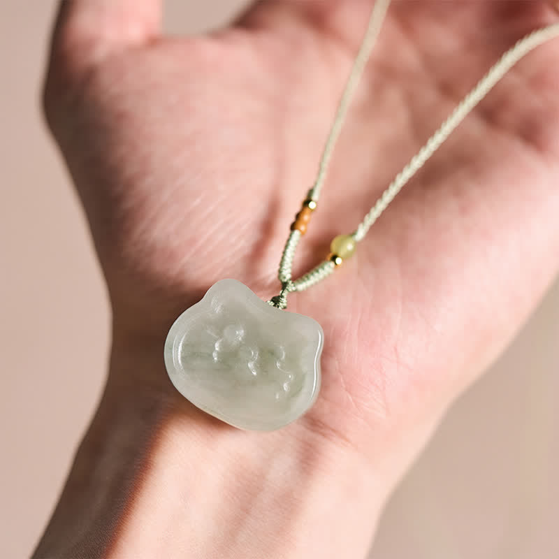 Buddha Stones Collier tissé à la main en jade naturel et chat Harmony - image 6