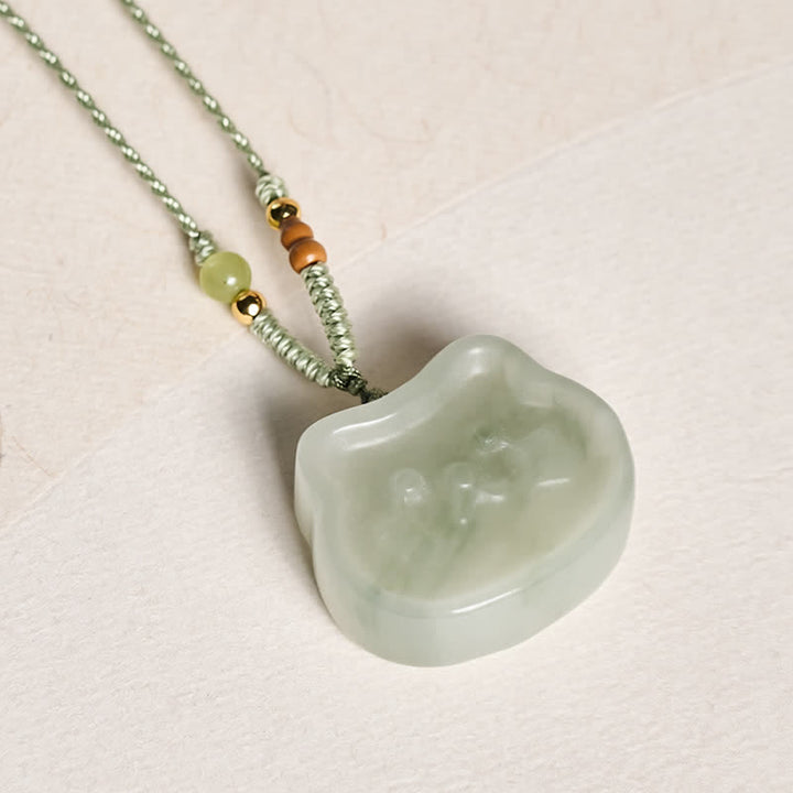 Buddha Stones Collier tissé à la main en jade naturel et chat Harmony - image 3