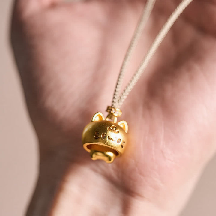 Buddha Stones Collier de guérison avec pendentif chat en cuivre plaqué or - image 6