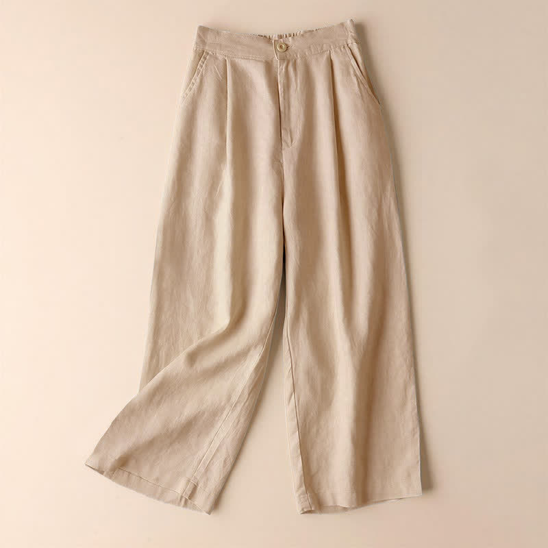 Pantalon large pour femme Buddha Stones Commute, couleur unie, longueur 7-8, avec poches - Bisque - US12，UK/AU16，EU44 (3XL) - image 0