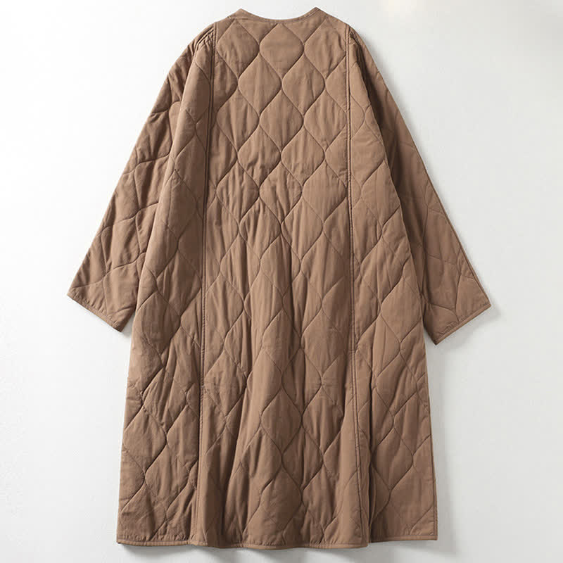 Manteau en coton pour femme, manches longues, col en V, boutons simples, Buddha Stones , avec poches - image 1