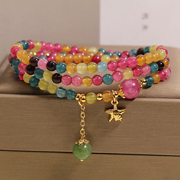 Buddha Stones Bracelet triple tour de protection avec breloque étoile de mer en tourmaline arc-en-ciel - image 8