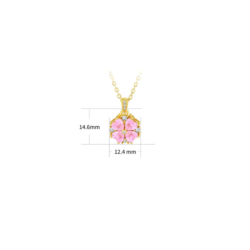 Buddha Stones Collier Harmonic Connection en cuivre et trèfle rose incrusté de zircon - image 4
