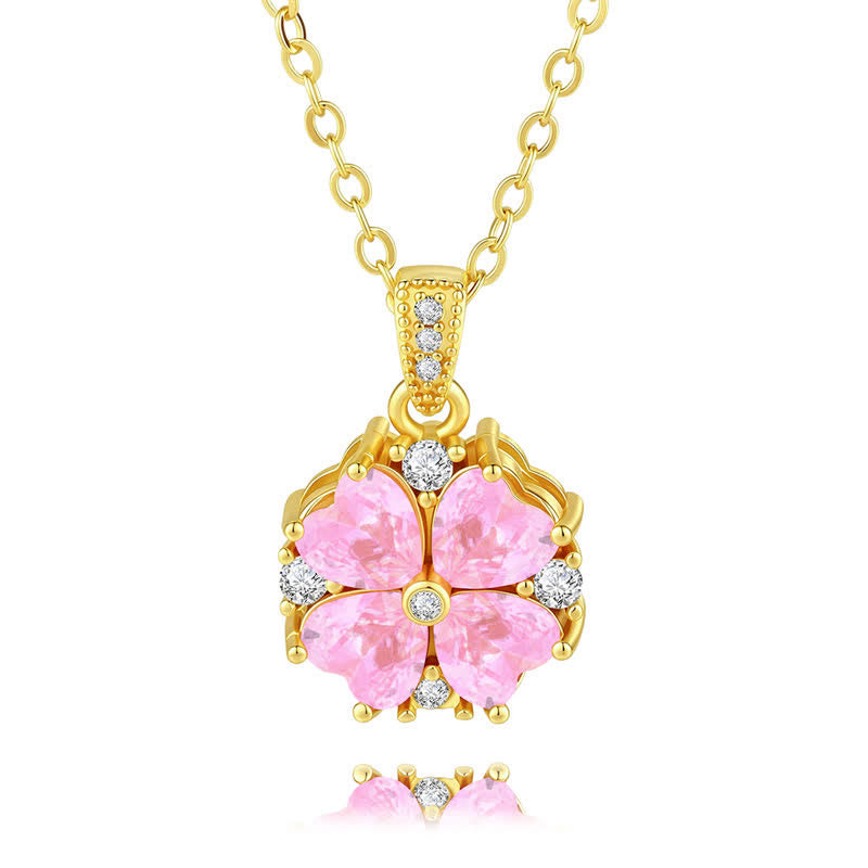 Buddha Stones Collier Harmonic Connection en cuivre et trèfle rose incrusté de zircon - image 3