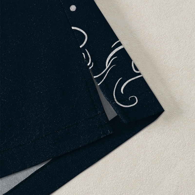 Buddha Stones Kimono pour homme en coton fluide à motif vagues océaniques, ouvert sur le devant - image 4