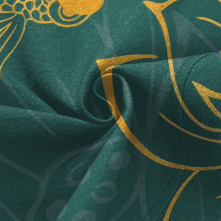 Buddha Stones Kimono pour homme en coton à motif de carpes koï et de lotus, ouvert sur le devant - image 5