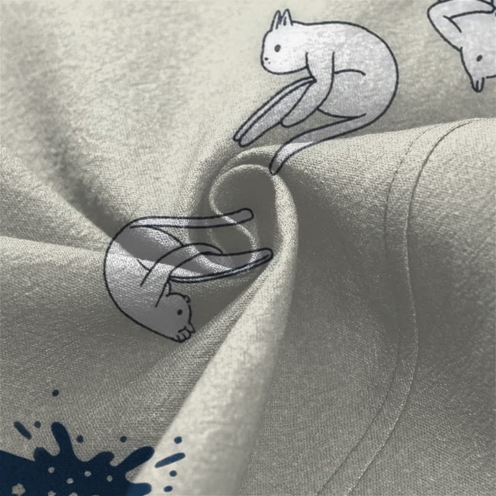 Buddha Stones Kimono pour homme à motif croissant de soleil Cotton Cat, ouvert sur le devant - image 5