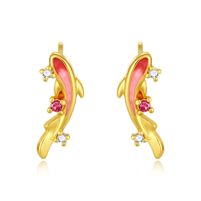 Buddha Stones Boucles d'oreilles à tige en argent sterling 925, motif Koi en cuivre - image 1
