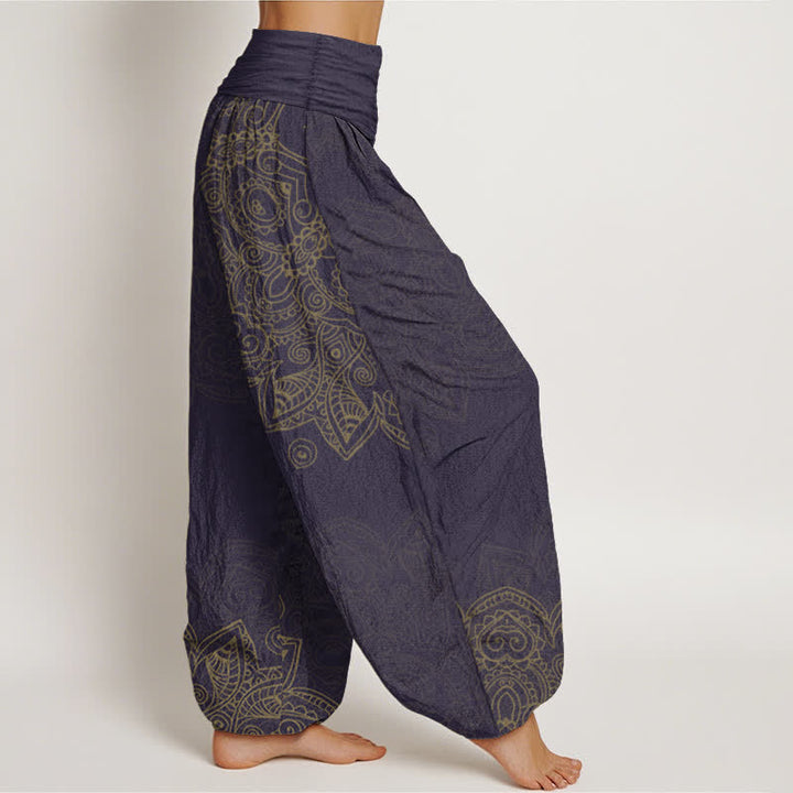 Buddha Stones Pantalon harem à taille élastique pour femme, en coton vintage à motif mandala et vigne - image 9