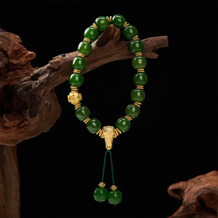 Buddha Stones Bracelet Cyan Jade Harmony à accent doré - image 2