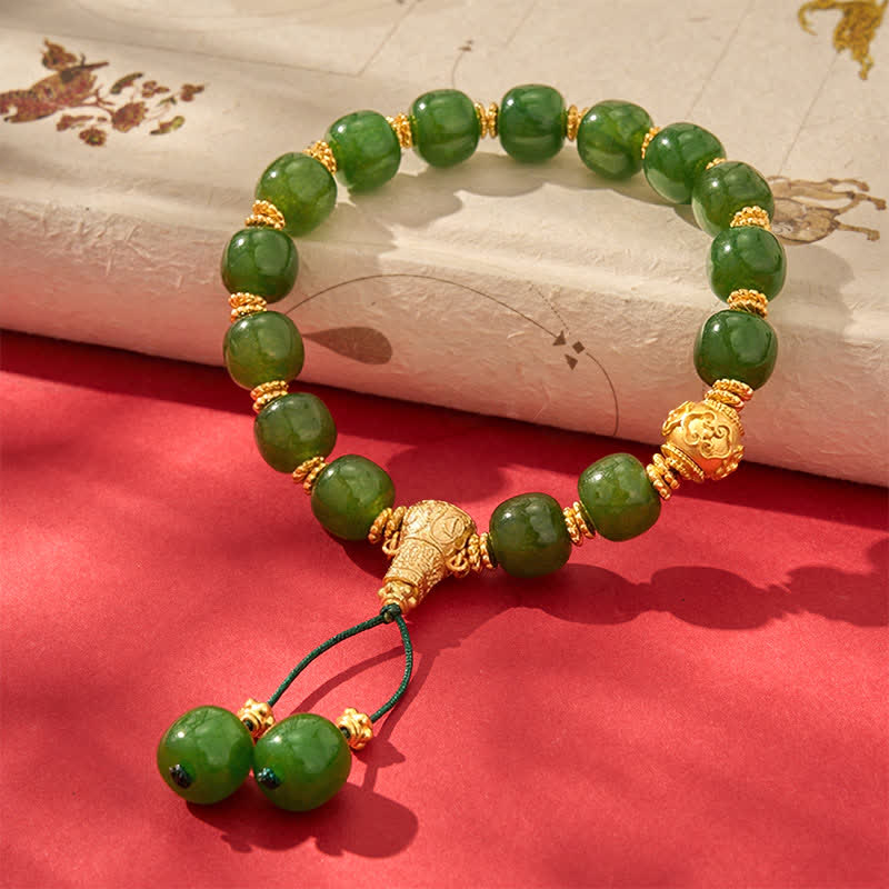Buddha Stones Bracelet Cyan Jade Harmony à accent doré - image 7