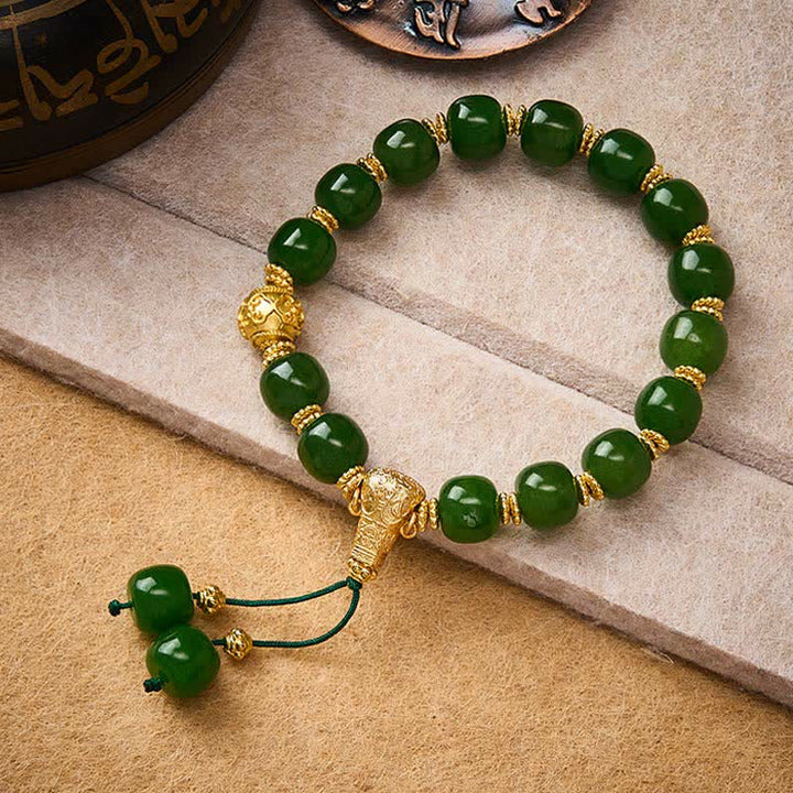 Buddha Stones Bracelet Cyan Jade Harmony à accent doré - image 4