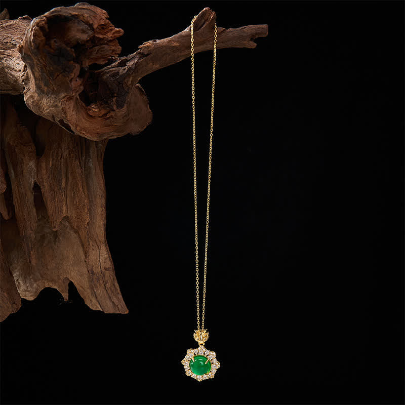 Buddha Stones Collier pendentif rond en jade vert, symbole d'abondance - image 4