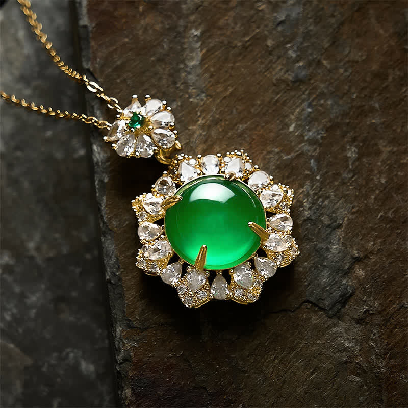 Buddha Stones Collier pendentif rond en jade vert, symbole d'abondance - Jade (Chance ♥ Protection) - image 0