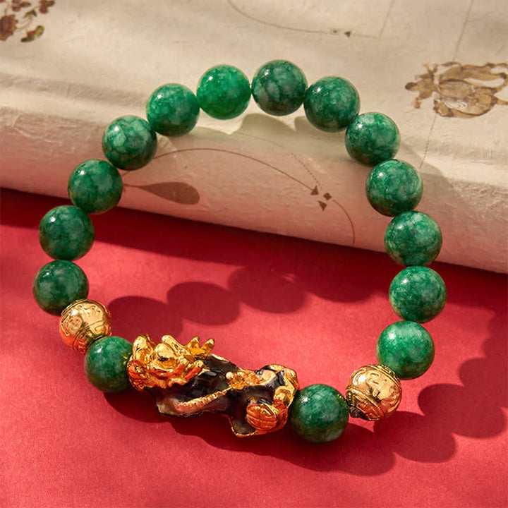 Buddha Stones Bracelet de guérison PiXiu en perles de jade cyan naturel à changement de couleur - image 4