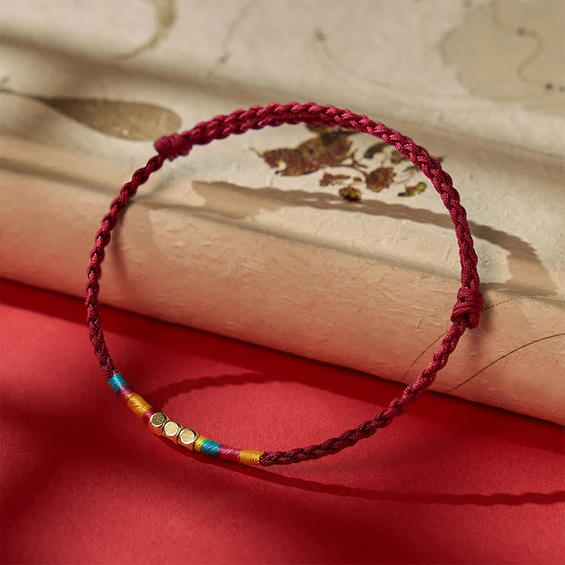 Buddha Stones Bracelet de protection en argent sterling 925 avec perles et cordon rouge - Rouge (Tour de poignet 14–17 cm) - image 0
