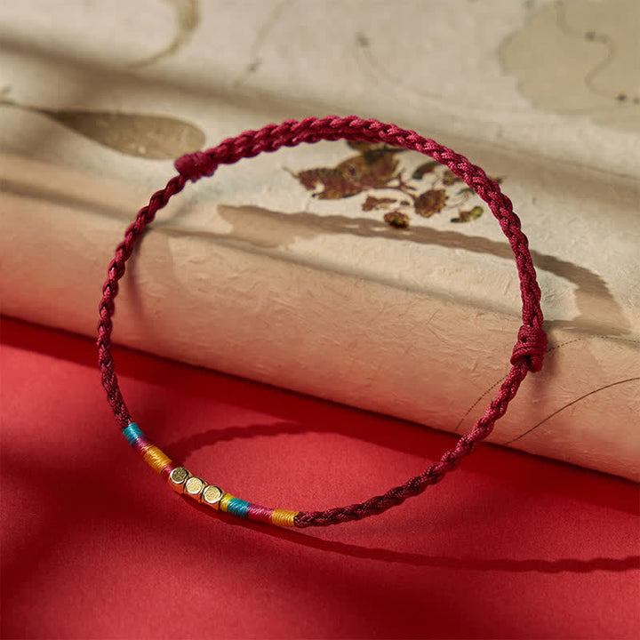 Buddha Stones Bracelet de protection en argent sterling 925 avec perles et cordon rouge - Rouge (Tour de poignet 14–17 cm) - image 0