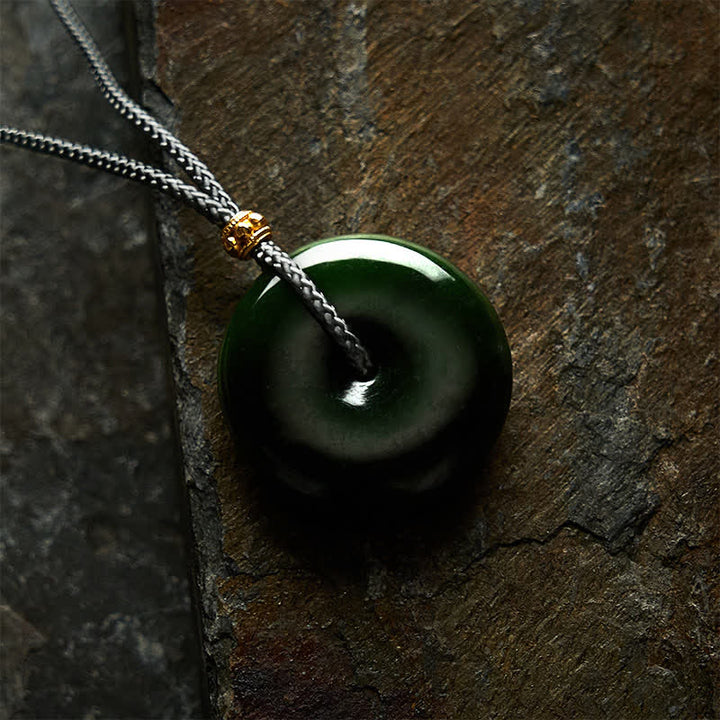 Buddha Stones Collier pendentif boucle de paix en jade cyan naturel avec corde - image 7