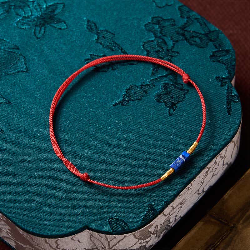 Buddha Stones Bracelet porte-bonheur en lapis-lazuli rouge, tissé à la main, de forme carrée ultra-fine - image 8