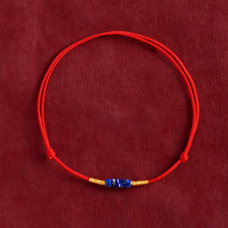 Buddha Stones Bracelet porte-bonheur en lapis-lazuli rouge, tissé à la main, de forme carrée ultra-fine - image 1