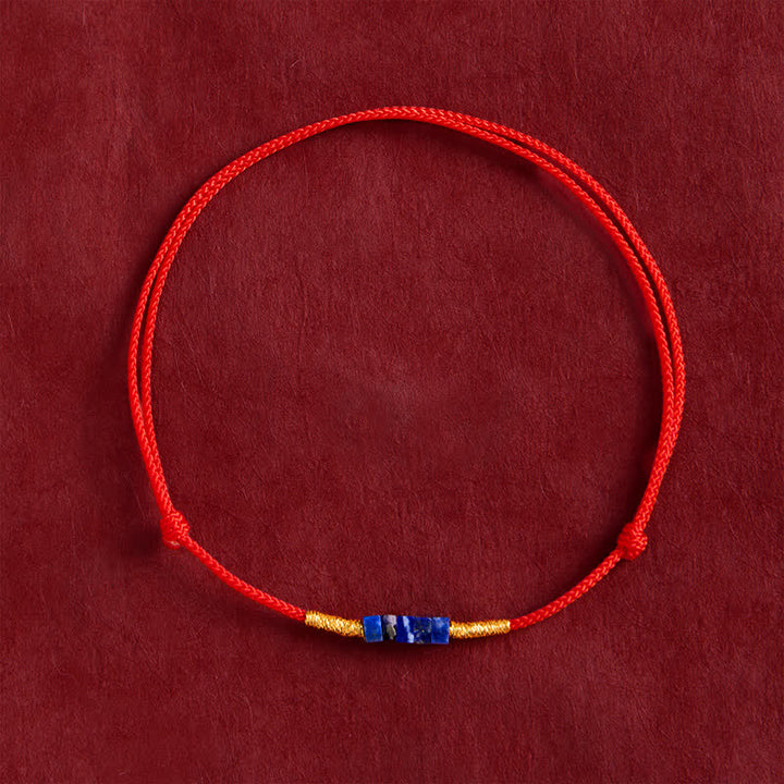 Buddha Stones Bracelet porte-bonheur en lapis-lazuli rouge, tissé à la main, de forme carrée ultra-fine - image 1