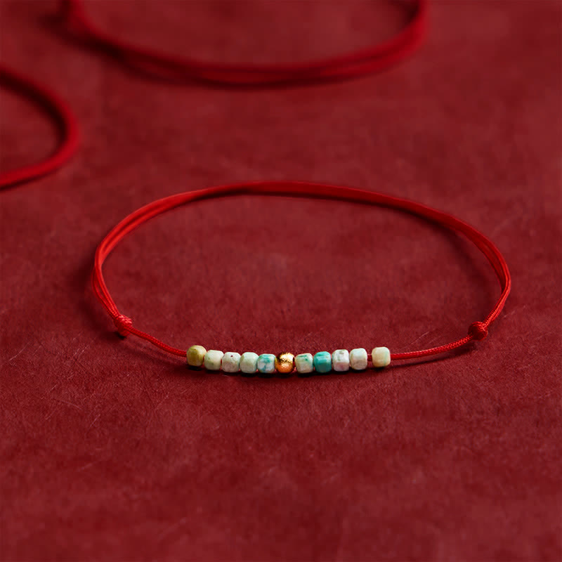 Buddha Stones Bracelet porte-bonheur en perles turquoise ultra-fines tissées à la main - image 1