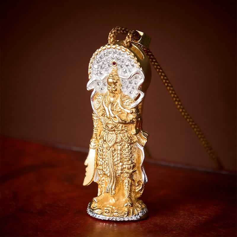 Buddha Stones Collier pendentif de protection contre la terre du Seigneur Guan en cuivre - image 1