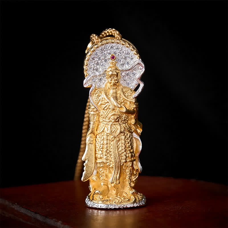Buddha Stones Collier pendentif de protection contre la terre du Seigneur Guan en cuivre - Seigneur Guan (Loyauté ♥ Droiture) - image 0