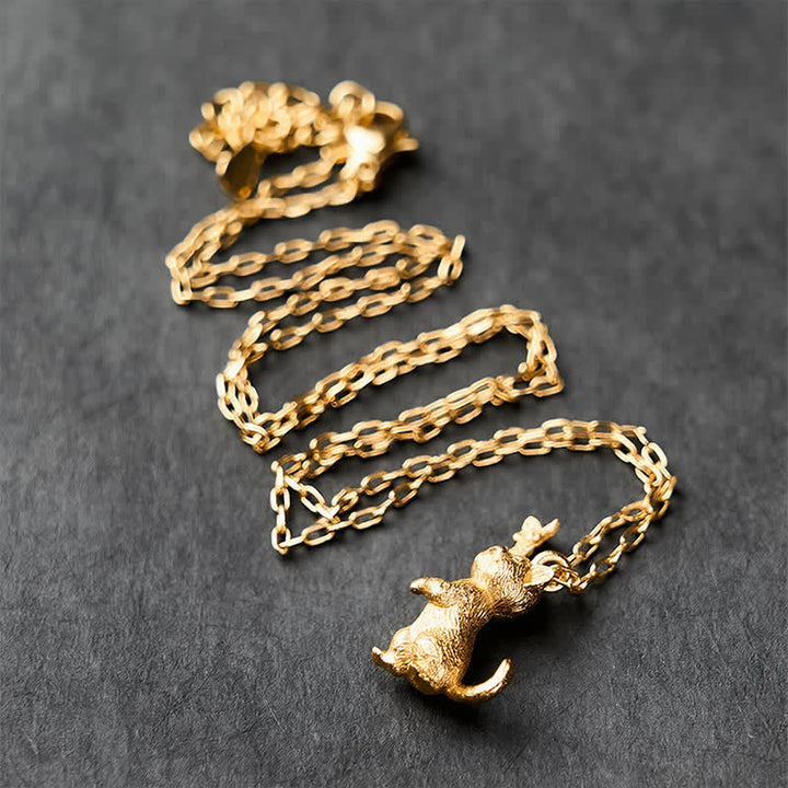 Buddha Stones Collier vintage en cuivre représentant un chat et un papillon transformables - image 3