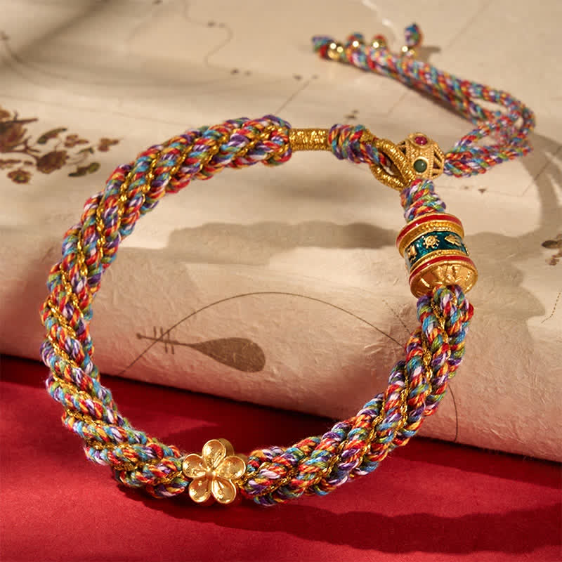 Buddha Stones Bracelet en corde de sagesse tibétaine Om Mani Padme Hum tissé à la main - Multicolore - image 0
