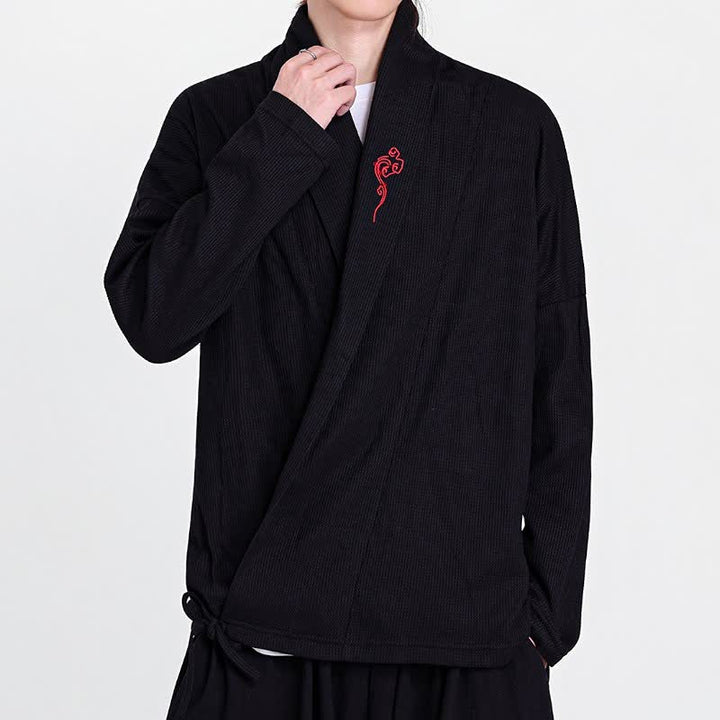 Buddha Stones Kimonos homme style Tang brodés, unis, automne-hiver, décontractés - image 2