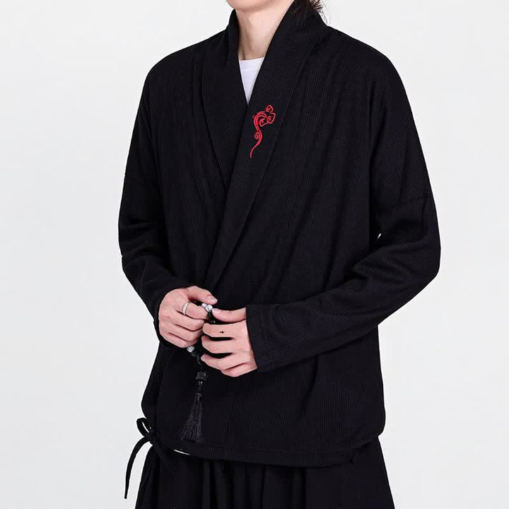 Buddha Stones Kimonos homme style Tang brodés, unis, automne-hiver, décontractés - image 4