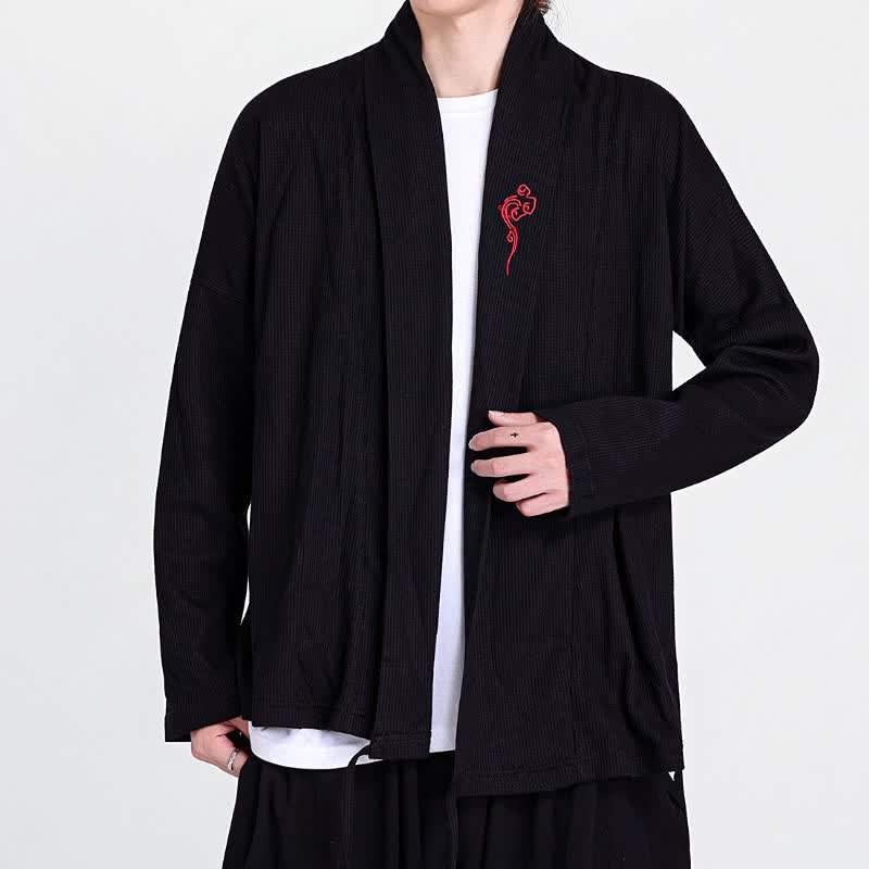 Buddha Stones Kimonos homme style Tang brodés, unis, automne-hiver, décontractés - image 5