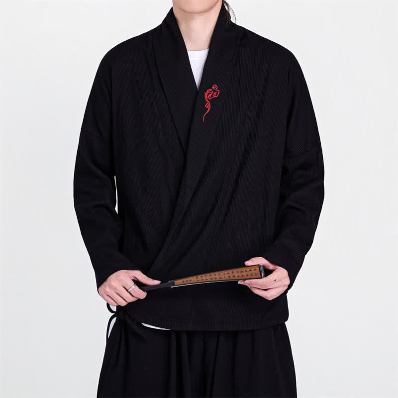Buddha Stones Kimonos homme style Tang brodés, unis, automne-hiver, décontractés - image 3
