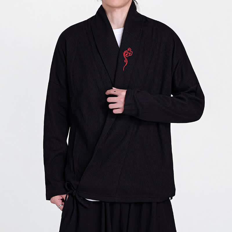 Buddha Stones Kimonos homme style Tang brodés, unis, automne-hiver, décontractés - image 1