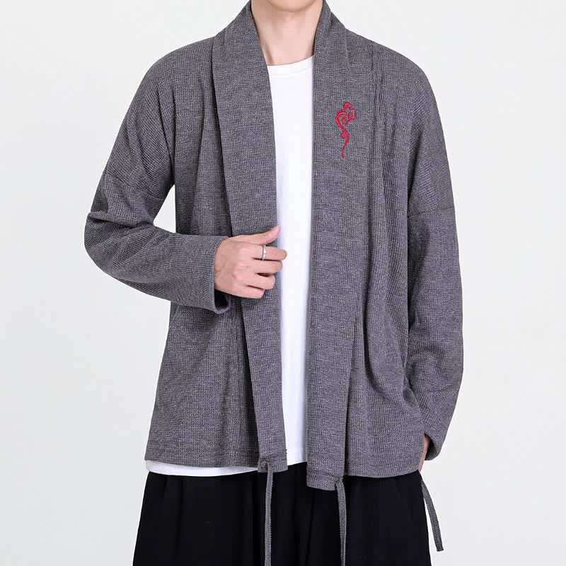 Buddha Stones Kimonos homme style Tang brodés, unis, automne-hiver, décontractés - image 14