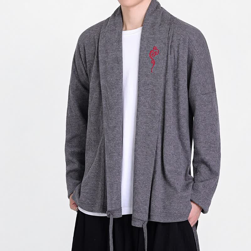 Buddha Stones Kimonos homme style Tang brodés, unis, automne-hiver, décontractés - image 15