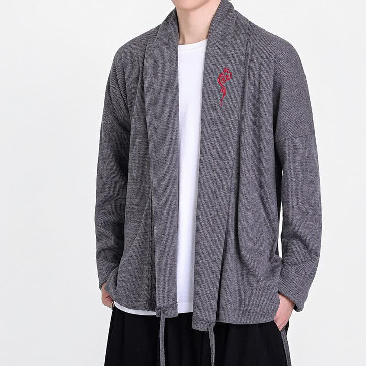 Buddha Stones Kimonos homme style Tang brodés, unis, automne-hiver, décontractés - image 15