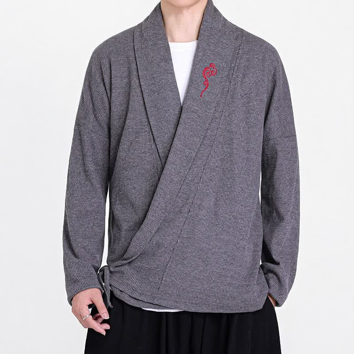 Buddha Stones Kimonos homme style Tang brodés, unis, automne-hiver, décontractés - image 12
