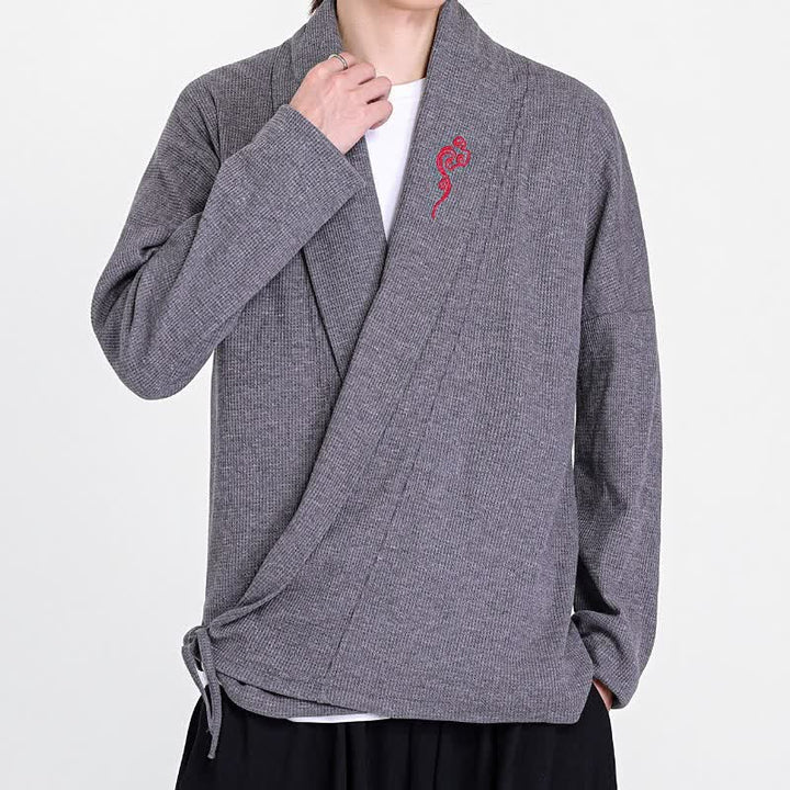 Buddha Stones Kimonos homme style Tang brodés, unis, automne-hiver, décontractés - image 13